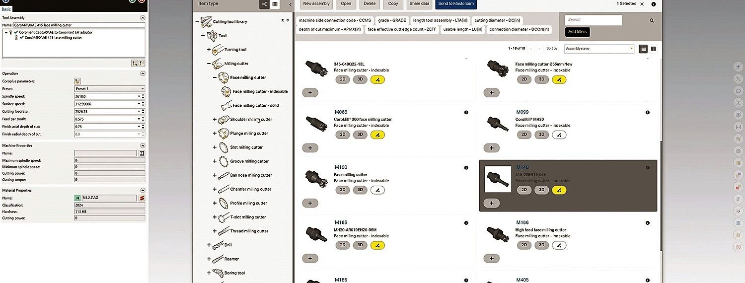 Mastercam 2024 Integrates Sandvik Coromant CoroPlus Tool Library AddIn